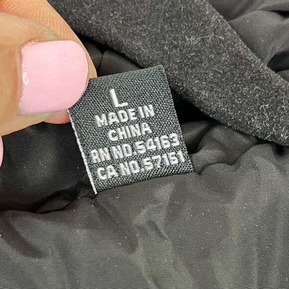 DNKY Men’s Puffer Stadium Jacket Coat Faux Leather Hoodie Winter Black Large - Picture 11 of 13